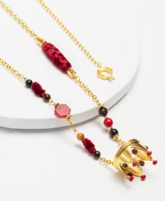 18k Gold-Plated Corazon del Fuego Long Pendant Necklace, 32 + 10" extender