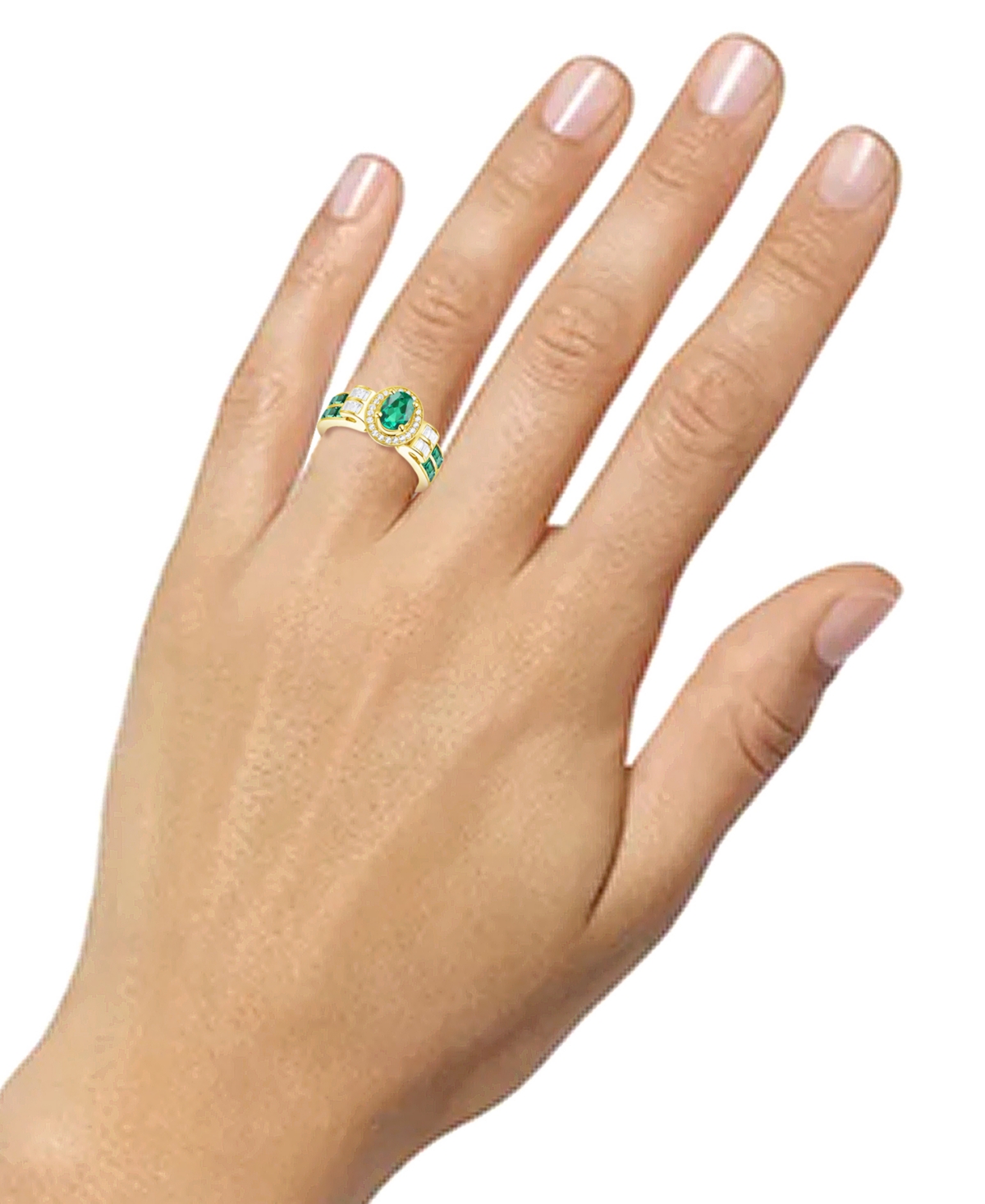 Lab-Grown(7/8 ct. t.w.) & Lab-Grown White Sapphire (1/3 ct. t.w.) Statement Ring in 14k Gold-Plated Sterling Silver (Also in Additional Gemst