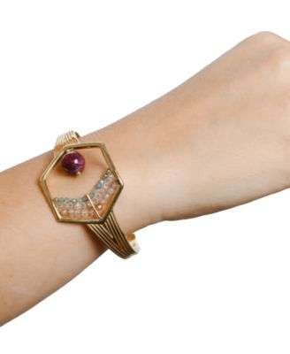 18k Gold-Plated Mixed Gemstone Cuff Bracelet