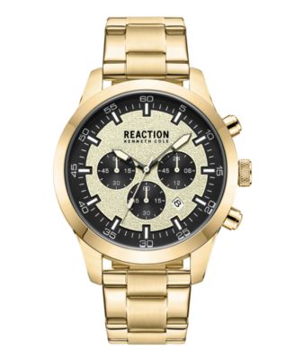 Kenneth Cole Reaction Men s Chronograph Gold Tone Stainless Steel Watch 46mm Macy s