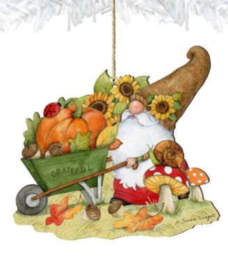 Holiday Wooden Ornaments Grateful Harvest Gnome Home Decor Set of 2 S. Winget