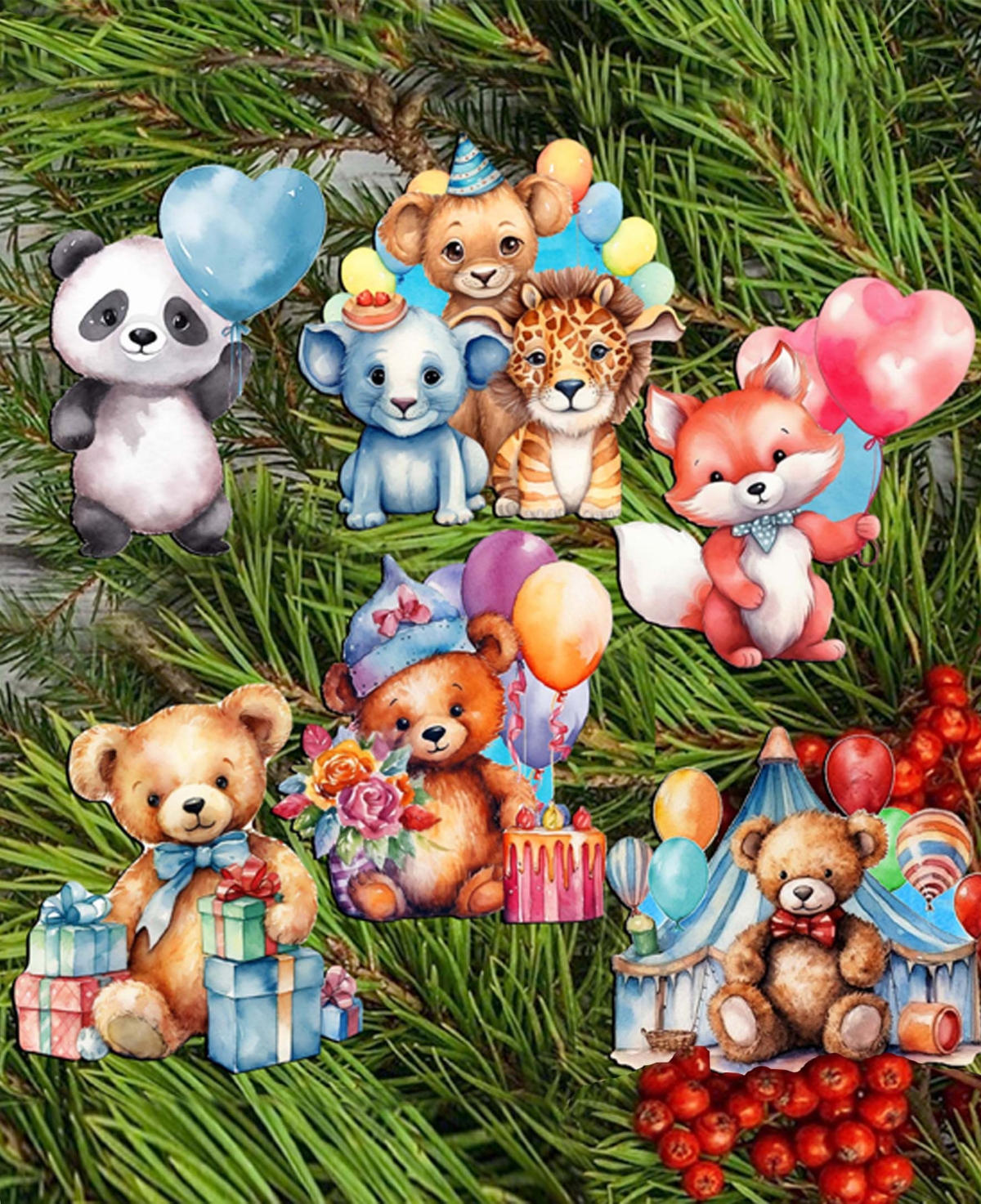 Shop Designocracy Holiday Wooden Clip-on Ornaments Happy Birthday Set Of 6 G. Debrekht In Multi Color