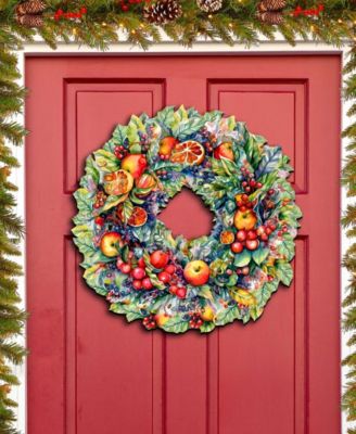 Holiday Wooden Door Decor Wall Decor Summer Harvest Fruit Wreath G. DeBrekht