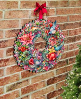 Holiday Wooden Door Decor Wall Decor Summer Blooms Wreath G. DeBrekht