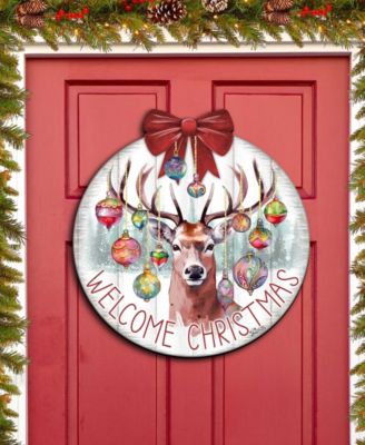 Welcome Christmas Wooden Door Decor Welcome Sign Hanging Decoration G. DeBrekht