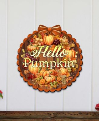 Holiday Wooden Door Decor Welcome Sign Hello Pumpkin G. DeBrekht