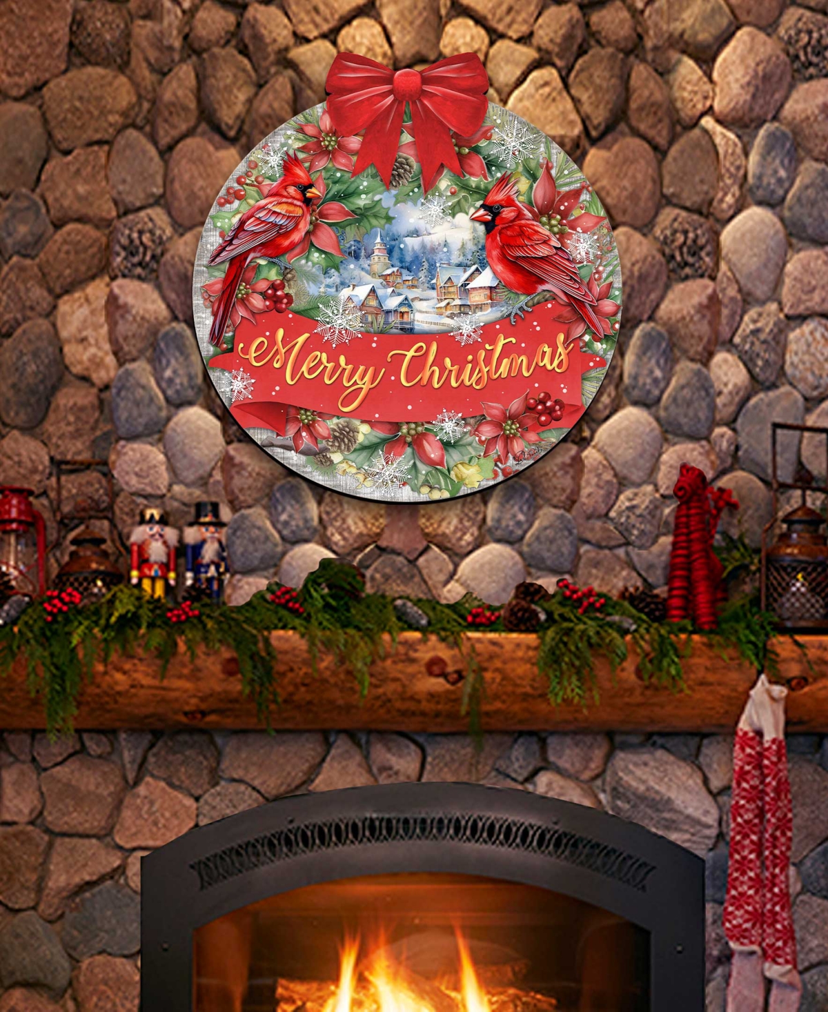 Designocracy Merry Christmas Wooden Door Decor Welcome Sign Hanging Decoration G. Debrekht In Multi Color