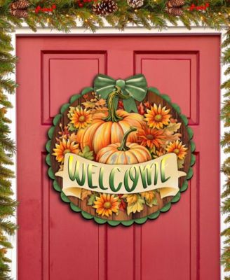 Holiday Welcome Sign Wooden Door Decor Hanging Decoration Welcome G. DeBrekht