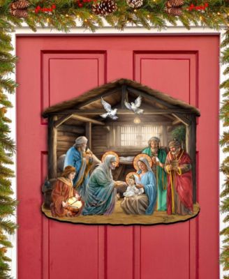 Nativity Scene Christmas Wooden Door Hanger Door Decor G. DeBrekht
