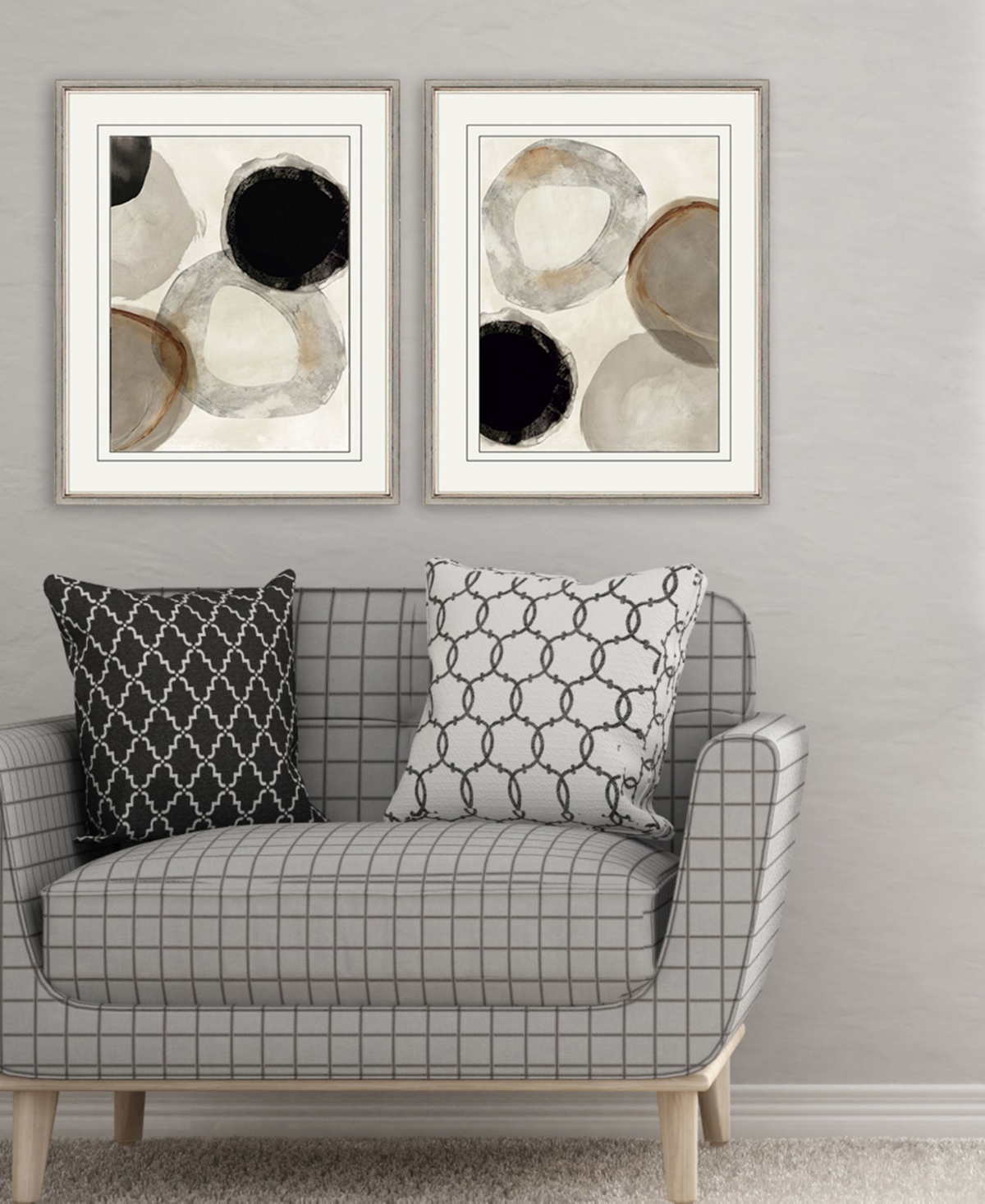 Shop Paragon Picture Gallery Beige Rings Framed Art, Set Of 2 In Gray