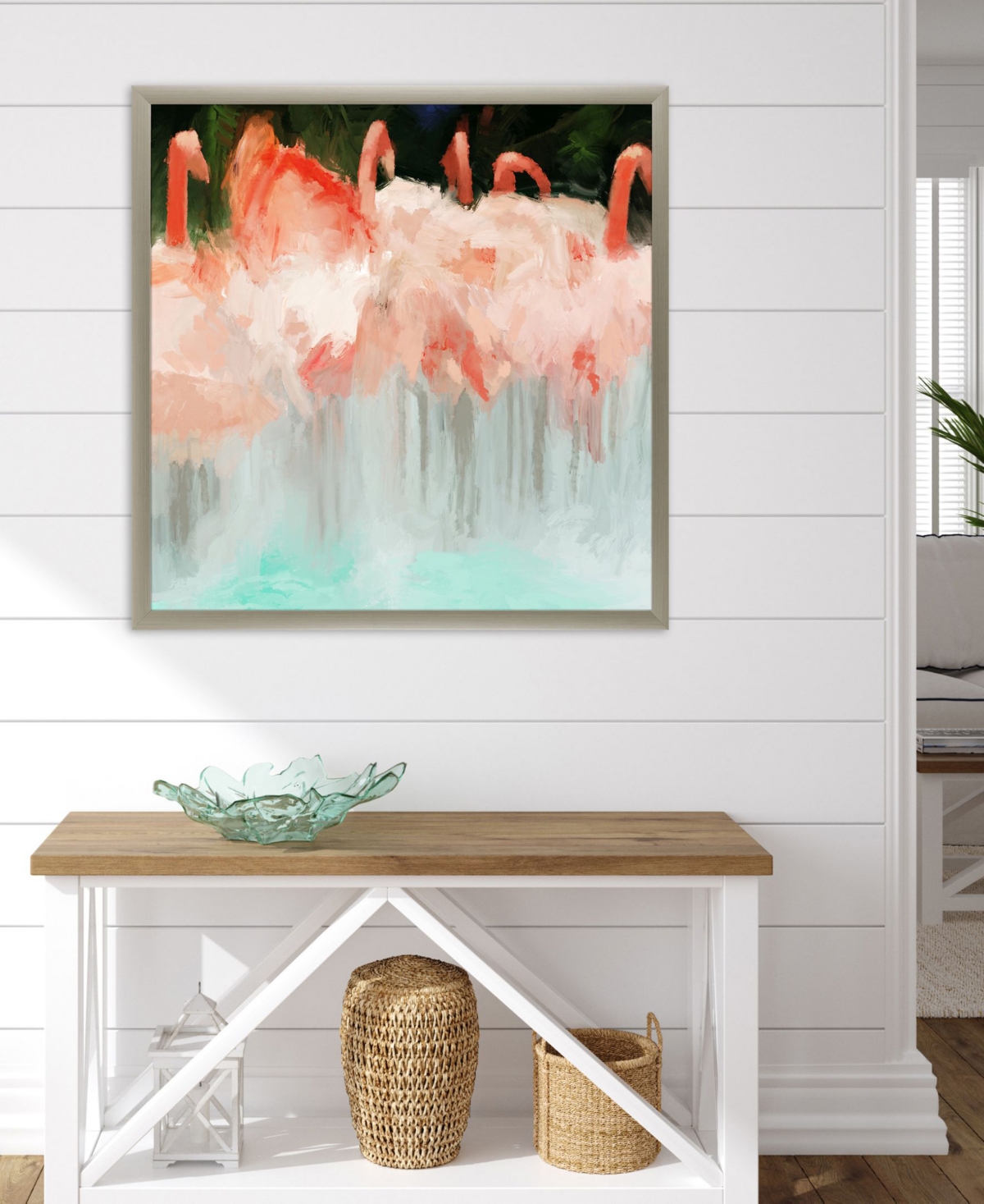 Shop Paragon Picture Gallery Flamingo Dance Canvas In Orange
