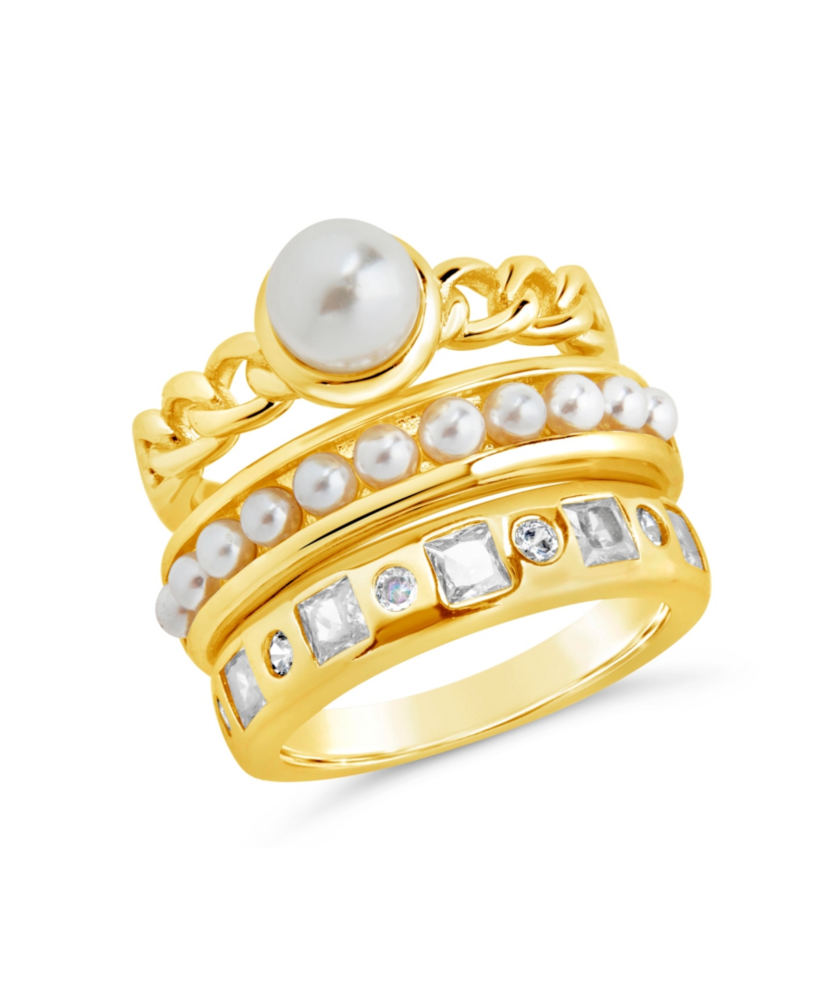 Sterling Forever Kimber Stacking Ring Set In Gold