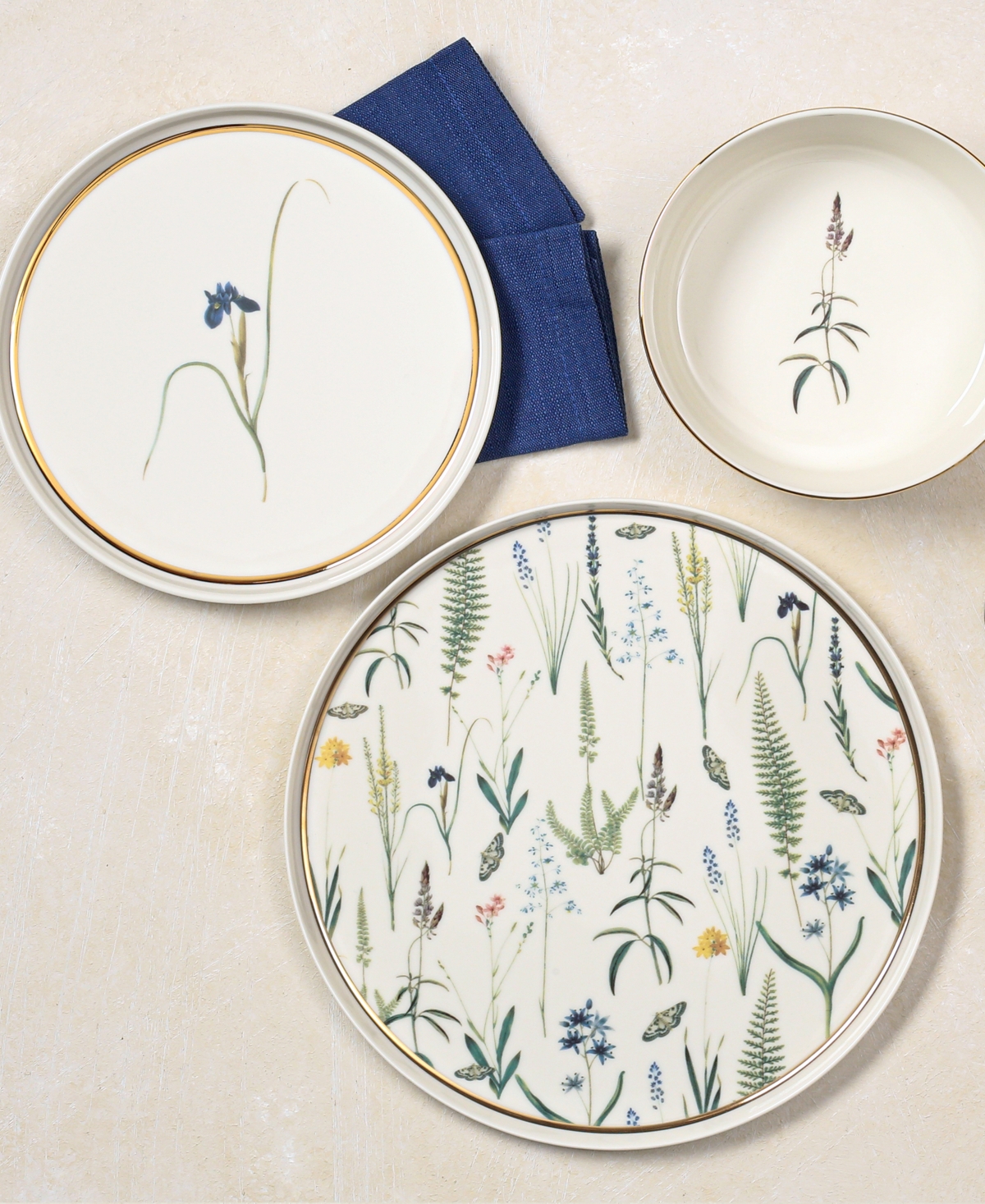 Porland Botanical 4 Piece Cup Set, Service For 2 In White,gold