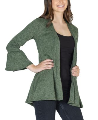 Women's Three Quarter Bell Sleeve Open Cardigan Jacket
