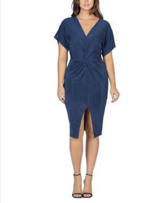 Women's Short Sleeve V-neck Twist Front Dress