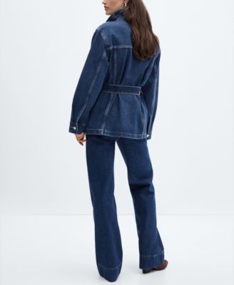 MANGO Women's Belted Denim Jacket - Macy's