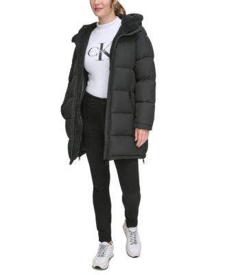 Women's Faux-Fur-Lined Hooded Puffer Coat