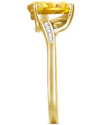 Amethyst (1-1/3 ct. t.w.) & Lab-Grown White Sapphire (1/10 ct. t.w.) Pear Swirl Ring in 14k Gold-Plated Sterling Silver (Also in Additional Gemstones)