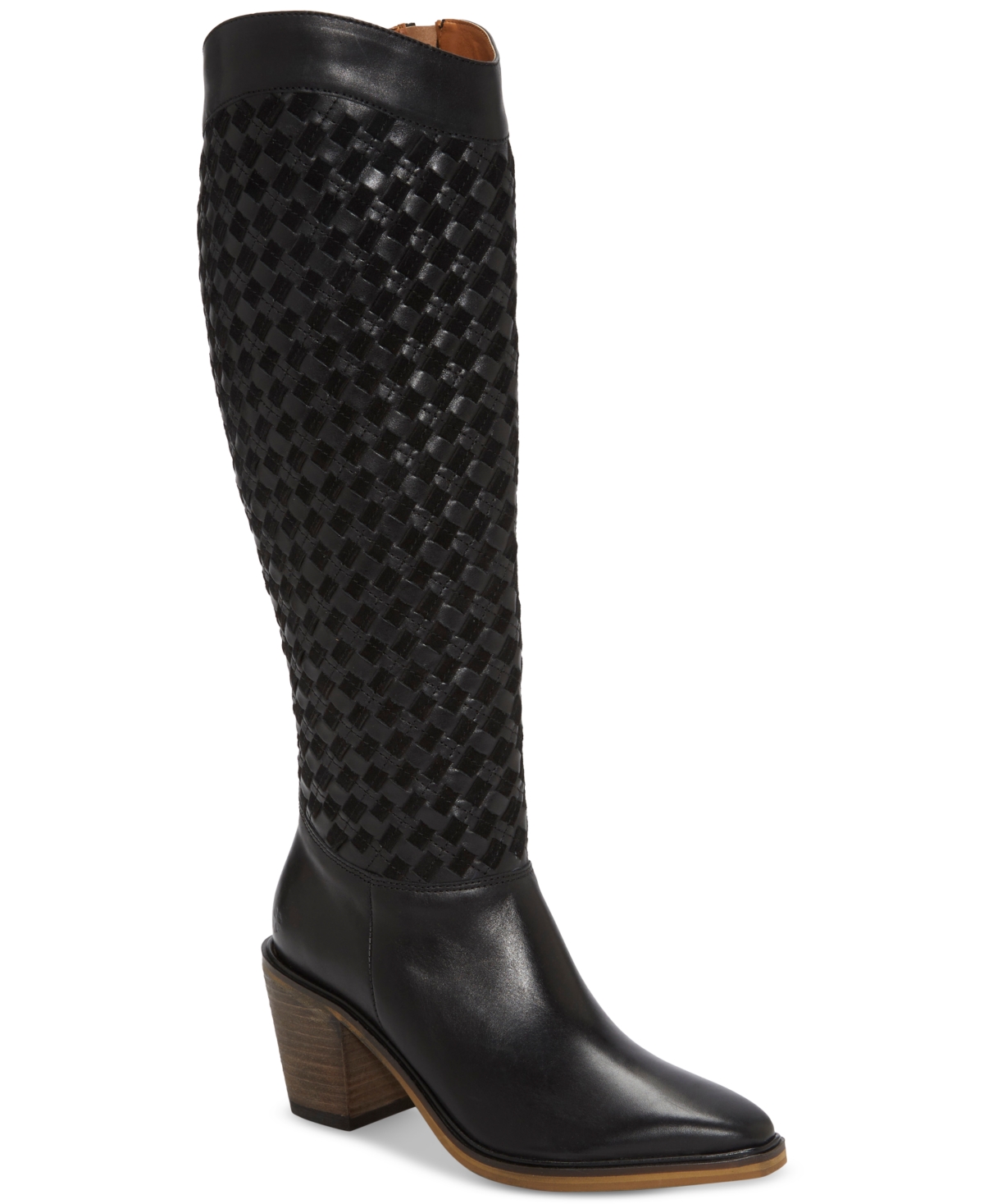 Shop Lucky Brand Women's Abeny Block-heel Tall Western Boots In Black Leather