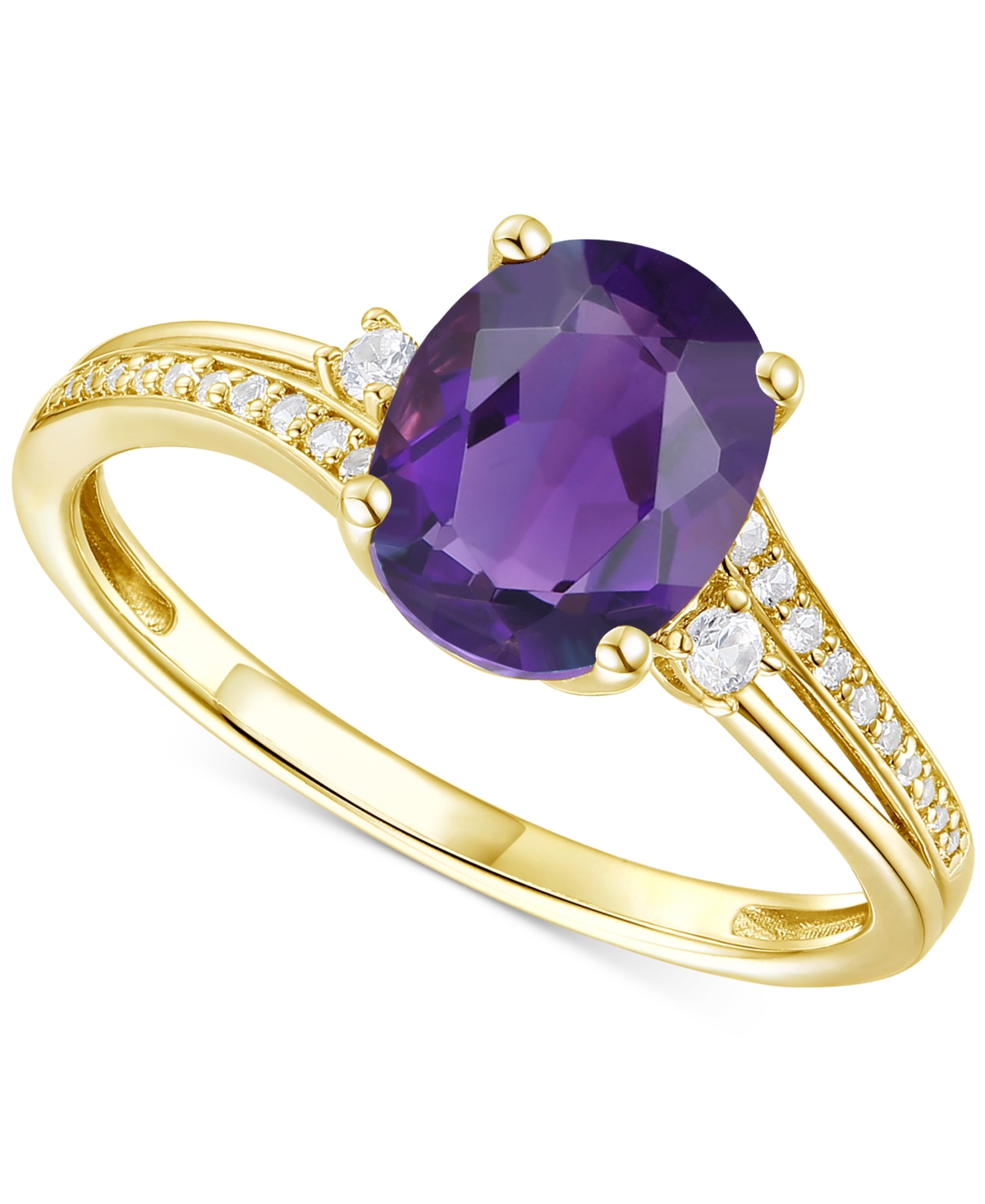 Macy's Amethyst (1-1/2 Ct. T.w.) & Lab-grown White Sapphire (1/8 Ct. T.w.) Swirl Ring In 14k Gold-plated St