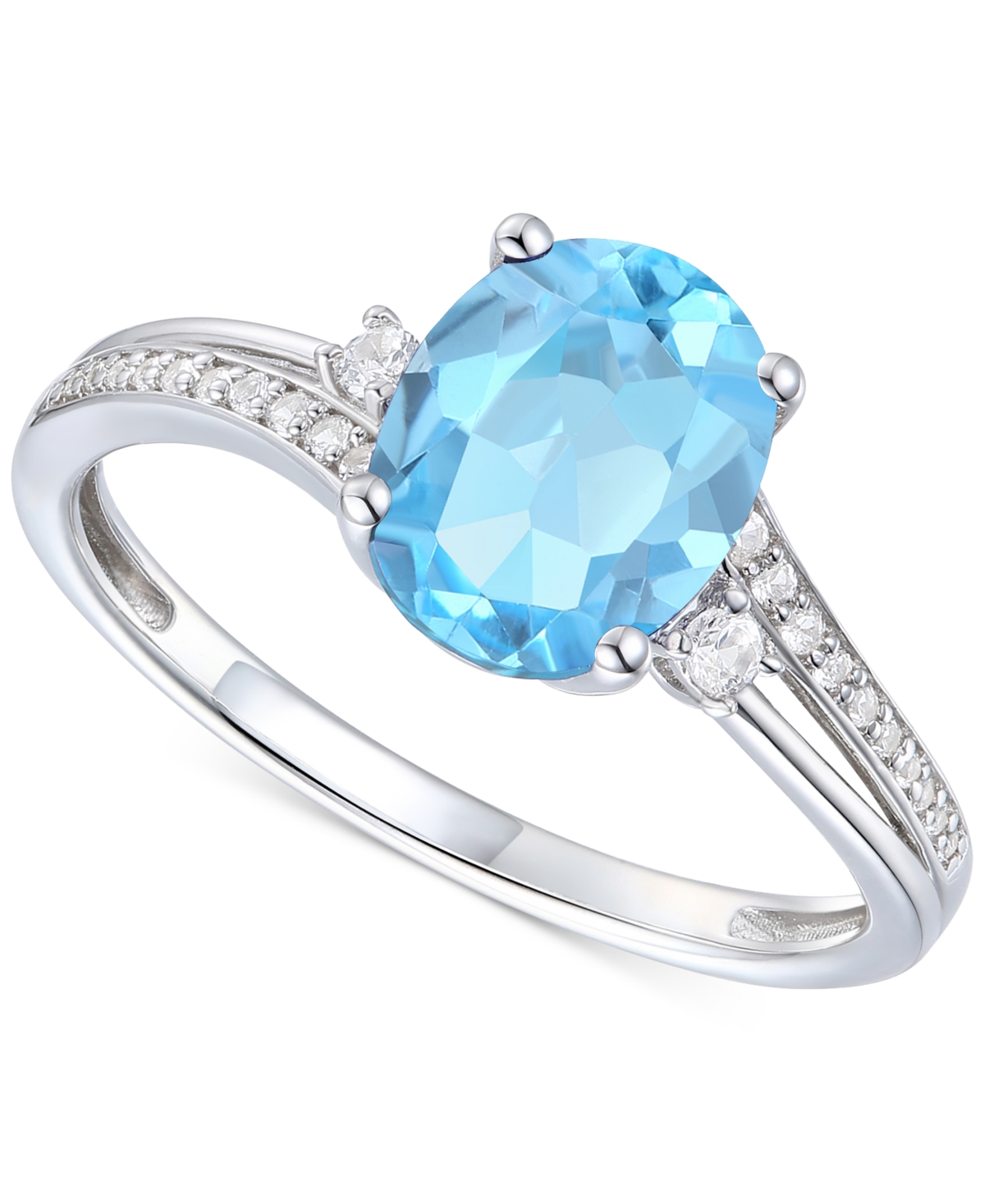Macy's Amethyst (1-1/2 Ct. T.w.) & Lab-grown White Sapphire (1/8 Ct. T.w.) Swirl Ring In 14k Gold-plated St In Blue Topaz