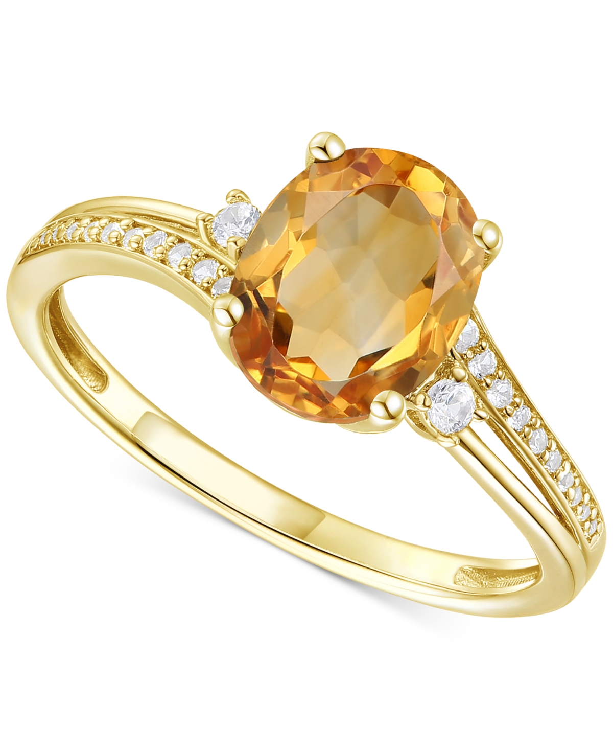 Macy's Amethyst (1-1/2 Ct. T.w.) & Lab-grown White Sapphire (1/8 Ct. T.w.) Swirl Ring In 14k Gold-plated St In Citrine