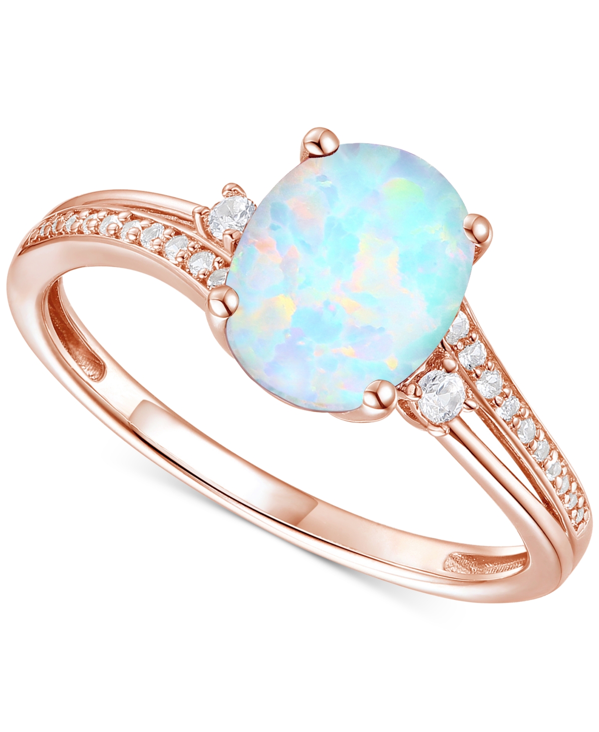 Macy's Amethyst (1-1/2 Ct. T.w.) & Lab-grown White Sapphire (1/8 Ct. T.w.) Swirl Ring In 14k Gold-plated St In Opal