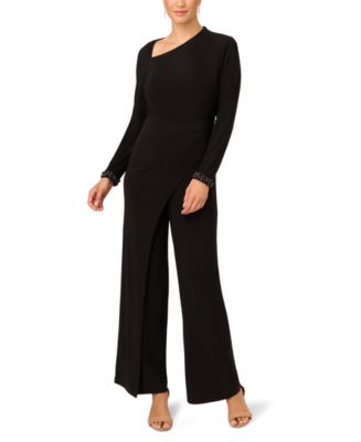 Adrianna Papell Women's Beaded-Cuff Asymmetric Jumpsuit - Macy's