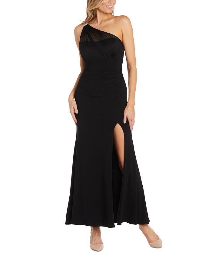Nightway Women's Rhinestone-Trim One-Shoulder Gown - Macy's