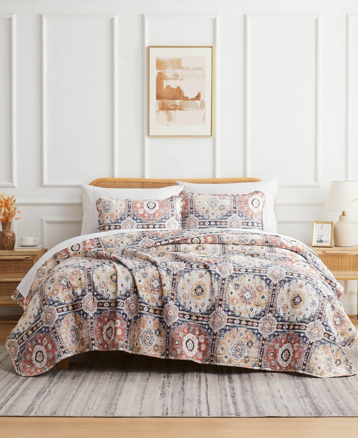 Southshore Fine Linens Kilim Oversized 3 Piece Quilt Set, King/california King In Natural
