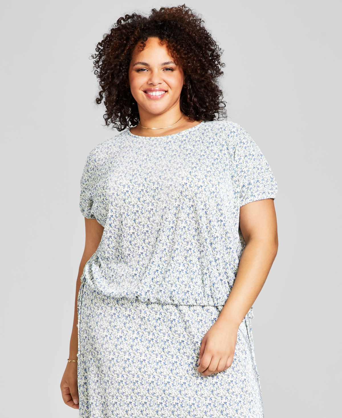 And Now This Plus Size Knit Top In Blue Tiny Antonella