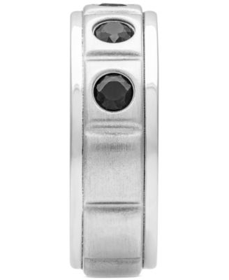 Men's Black Sapphire Textured Band (1-1/3 ct. t.w.) in Sterling Silver