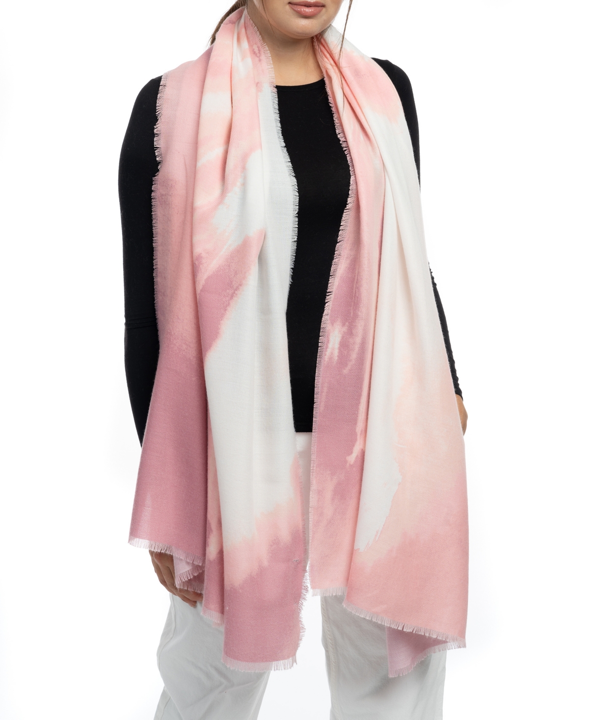 Vince Camuto Ink Wave Print Super Soft Wrap In Blush
