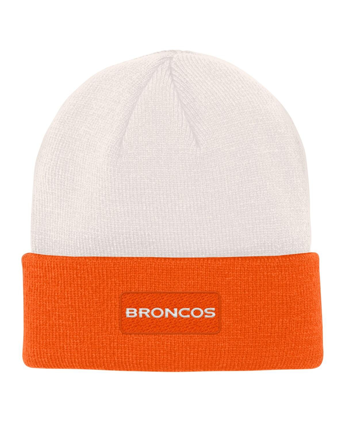 Shop Outerstuff Big Boys And Girls Cream, Orange Denver Broncos Bone Cuffed Knit Hat In Cream,orange