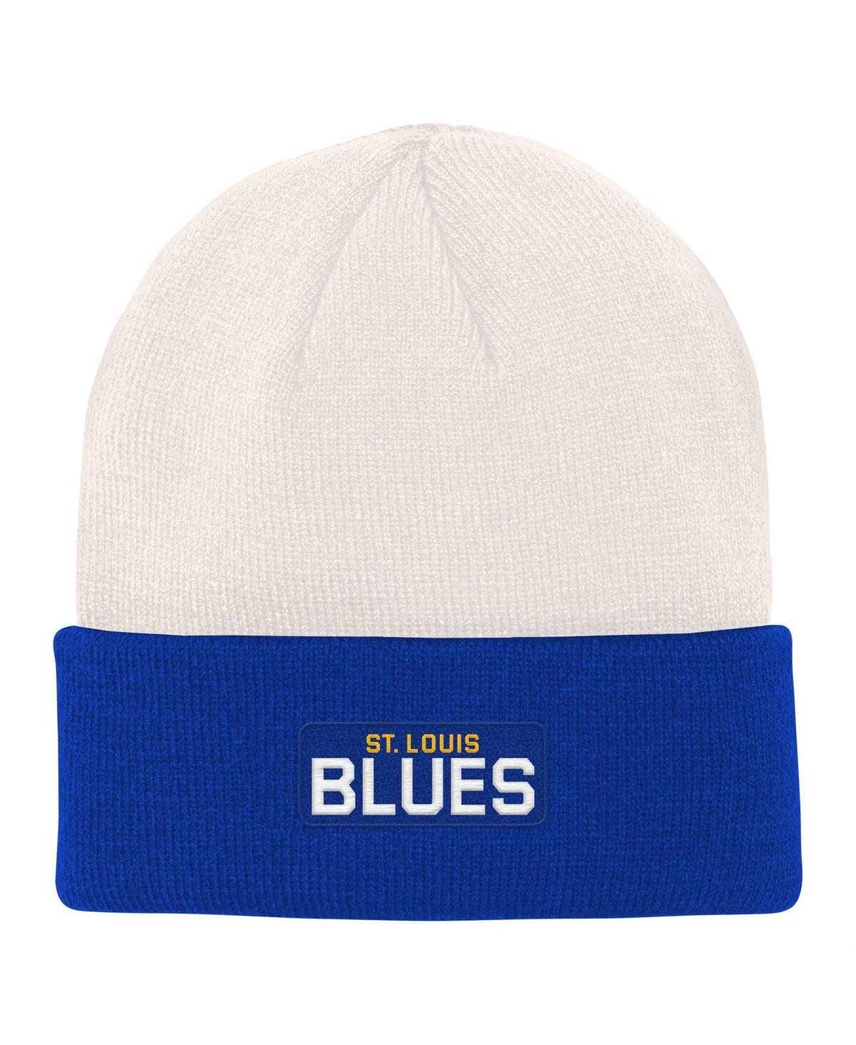 Shop Outerstuff Big Boys And Girls Cream, Blue St. Louis Blues Logo Cuffed Knit Hat In Cream,blue