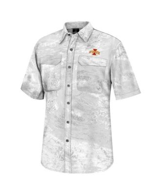 Men's White Iowa State Cyclones Realtree Aspect Charter Full-Button Fishing Shirt