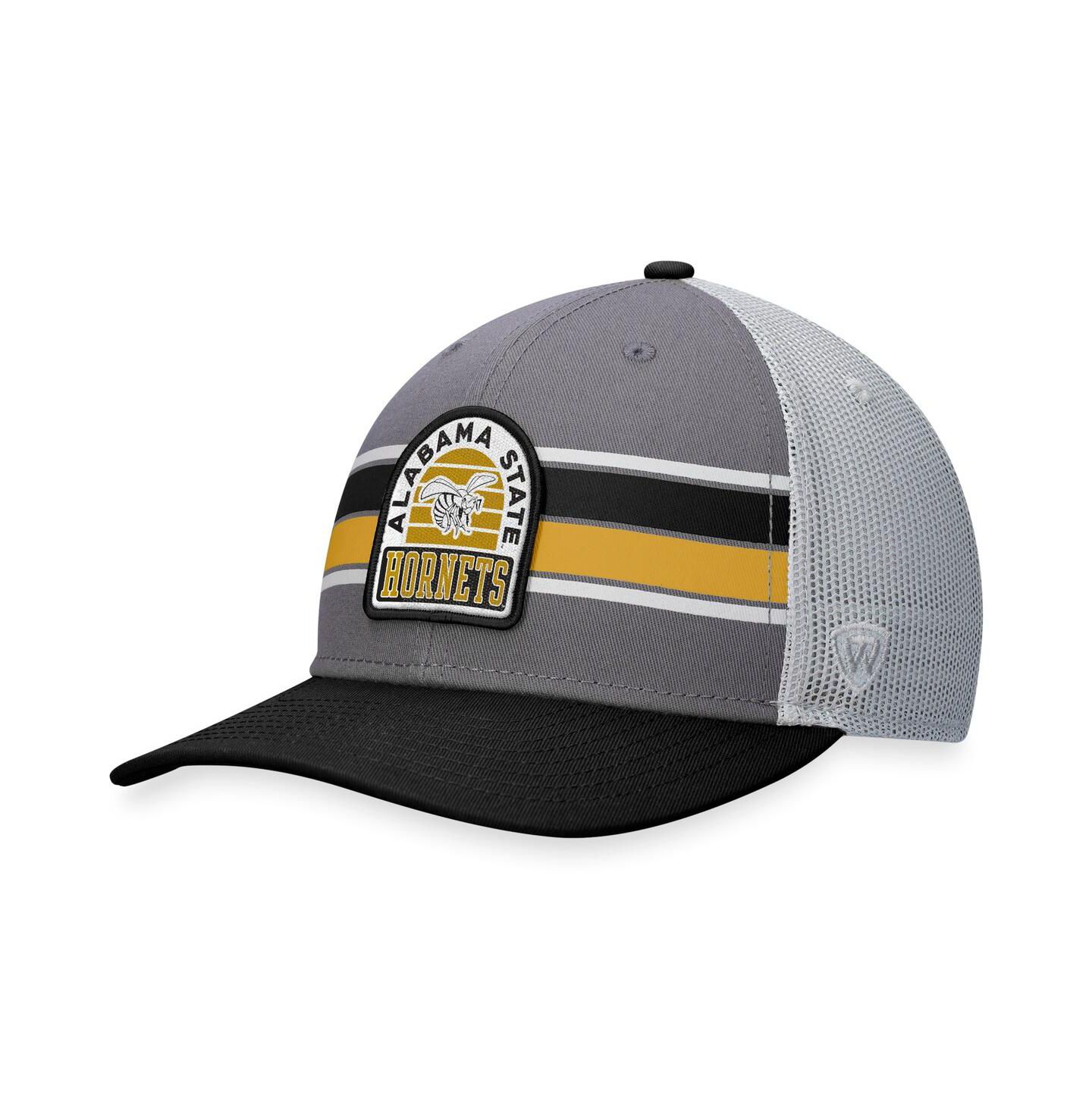 Мужская кепка Top of the World Black, Gray Alabama State Hornets Aurora Trucker Adjustable Hat — фото 3