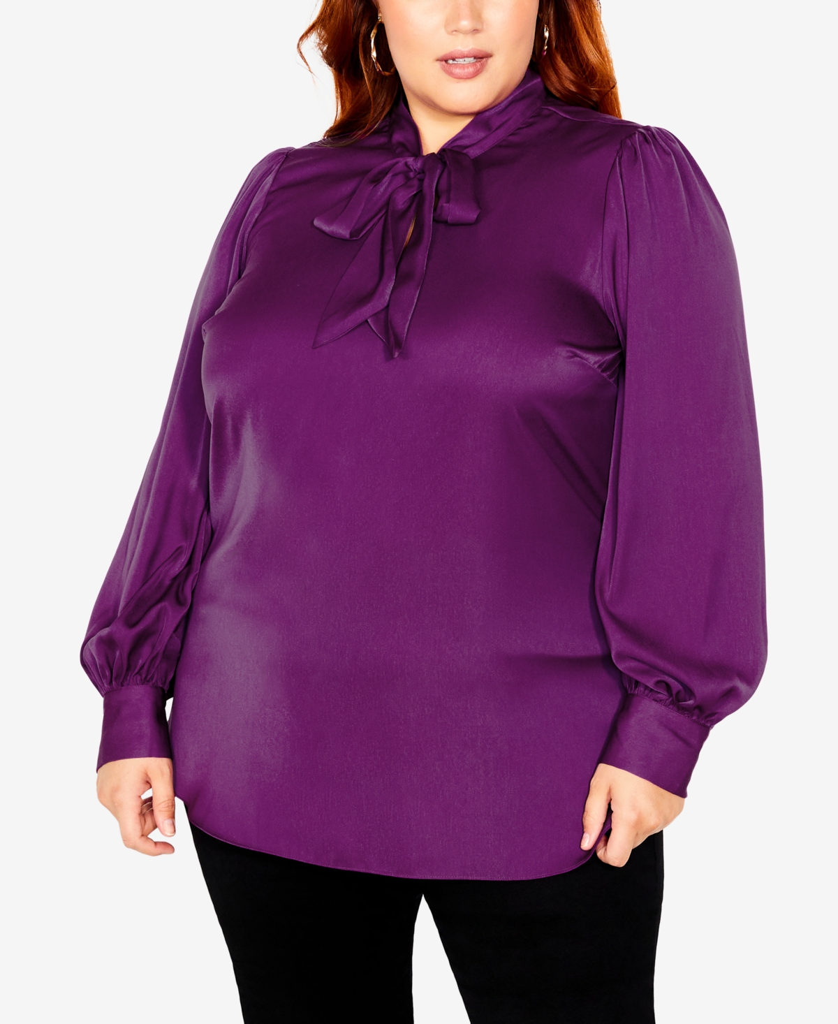 CITY CHIC TRENDY PLUS SIZE IN AWE PUFF SLEEVE TOP