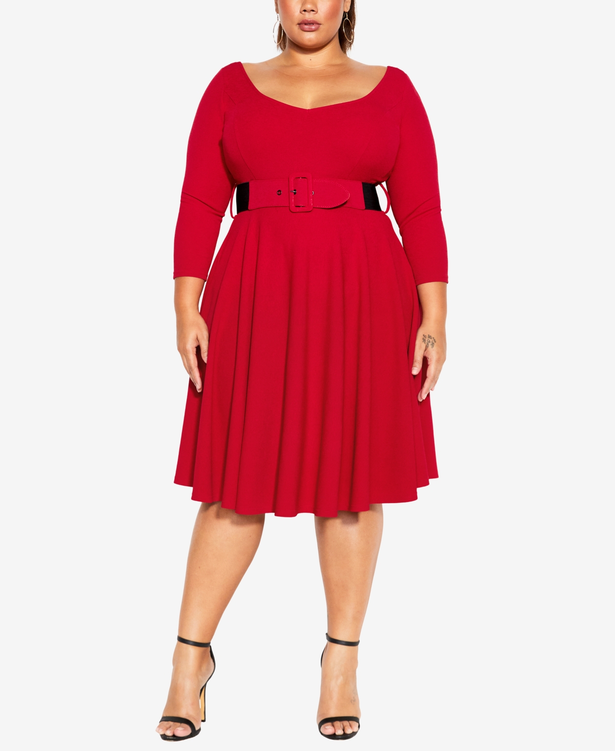 City Chic Trendy Plus Size Super Sweet Elbow Sleeve Midi Dress