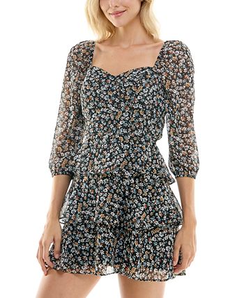 BCX Juniors' Grommet-Waist Fit & Flare Dress Dark Red Size X-Large