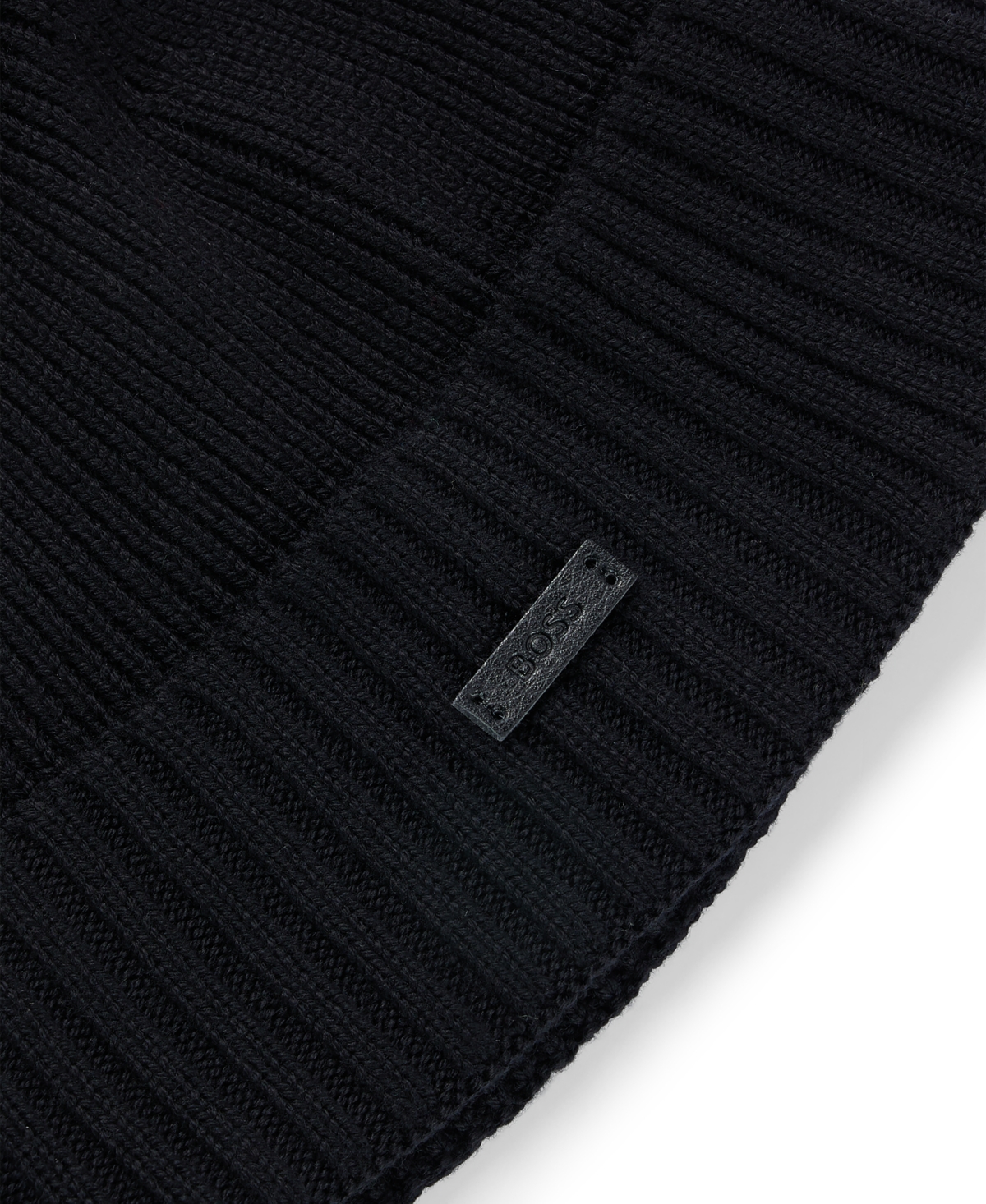 Hugo Boss Boss By  Men's Ribbed Beanie Hat In Black