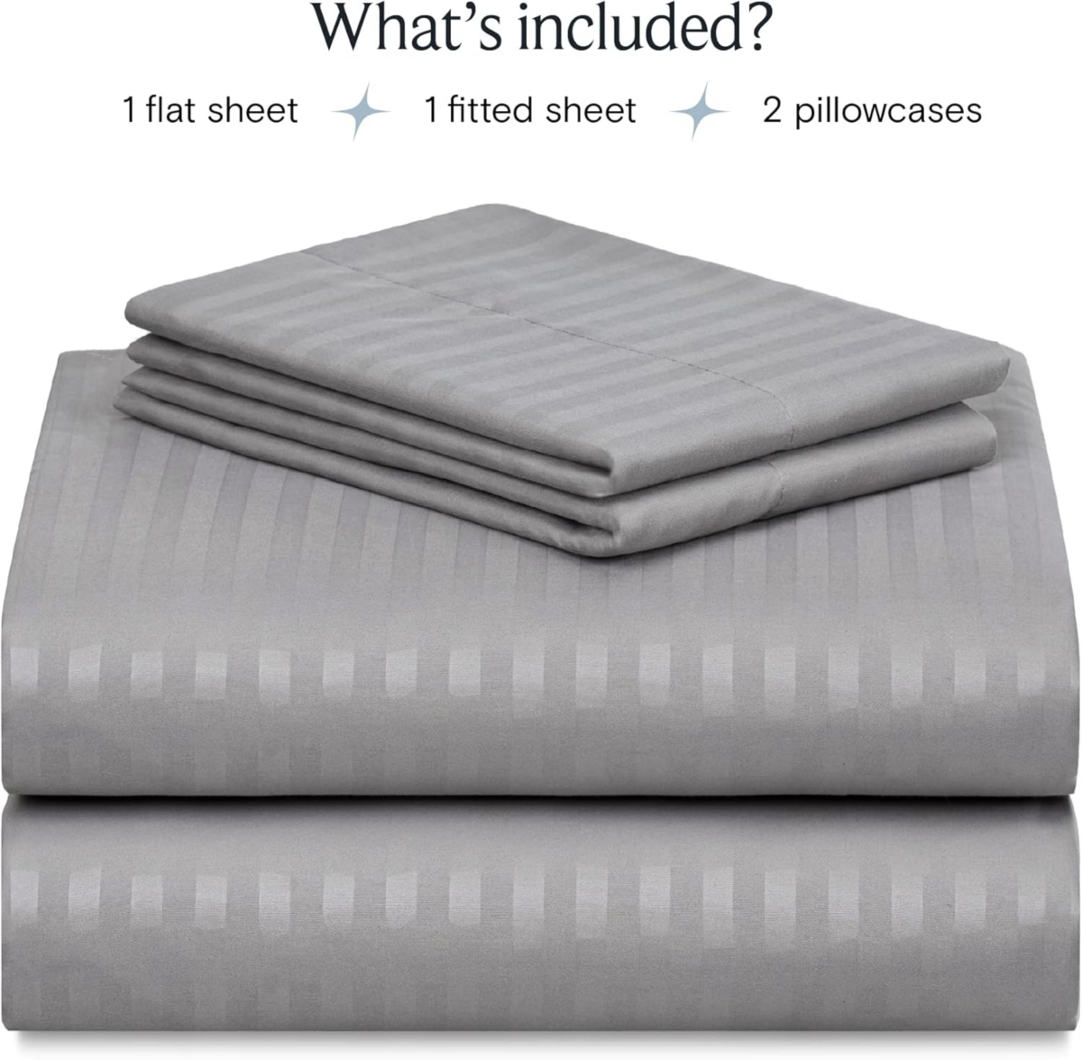 LuxClub Xl 4 Pc Striped Rayon From Bamboo Solid Performance Sheet Set - Striped - light grey