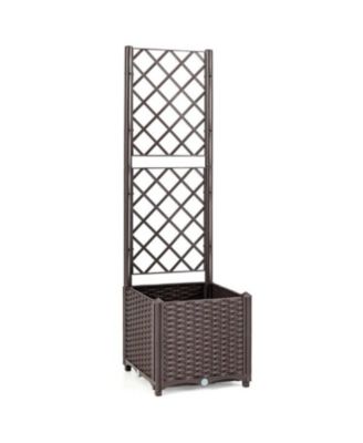 Raised Garden Bed with Trellis Planter Box for Climbing Plants -Brown