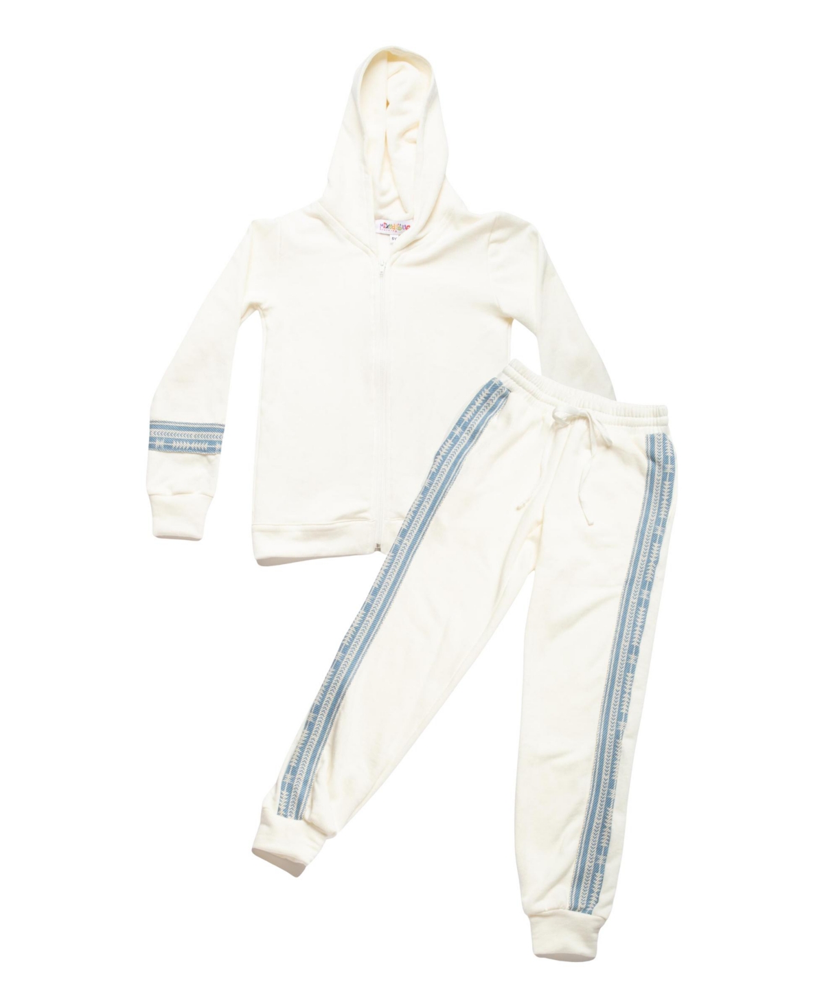 Shop Mixed Up Clothing Little Boys Zip Front Hoodie And Joggers Set In Cream