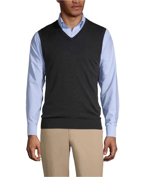 Мужской жилет Lands' End Cotton Modal Fine Gauge Sweater Vest, цвет: Чёрный