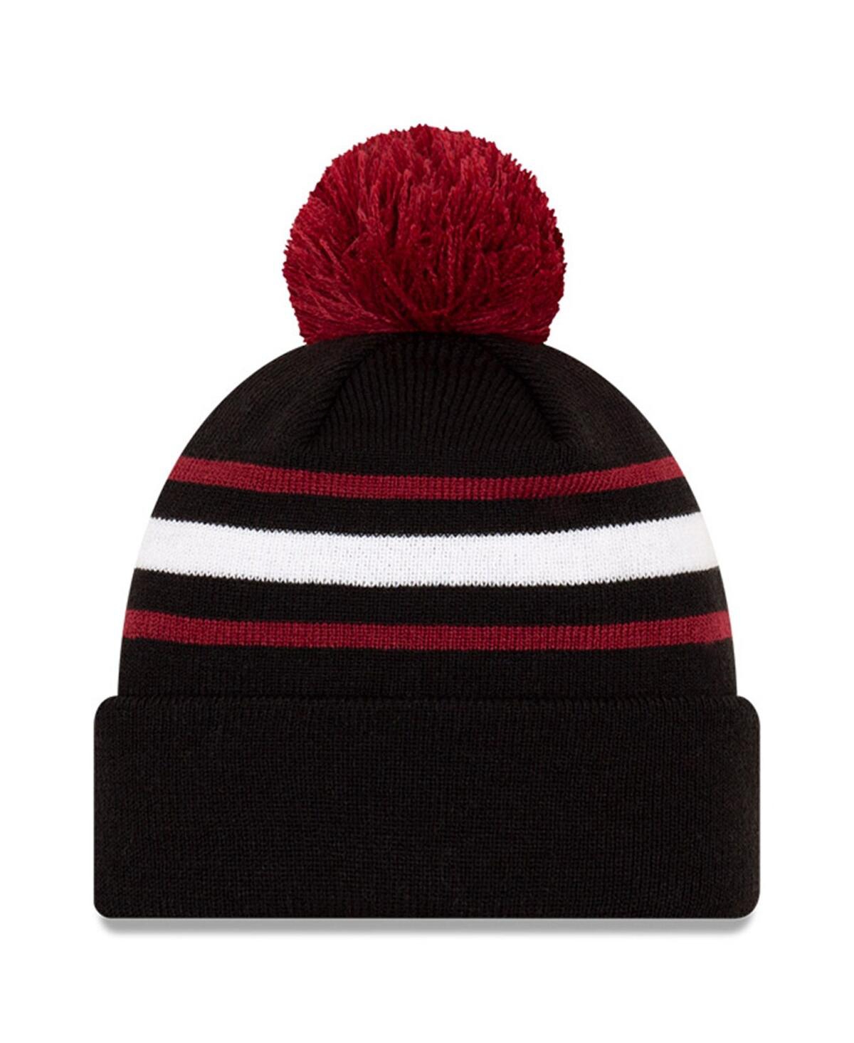 New Era Black Joe Gibbs Racing Cuffed Pom Knit Beanie In Black