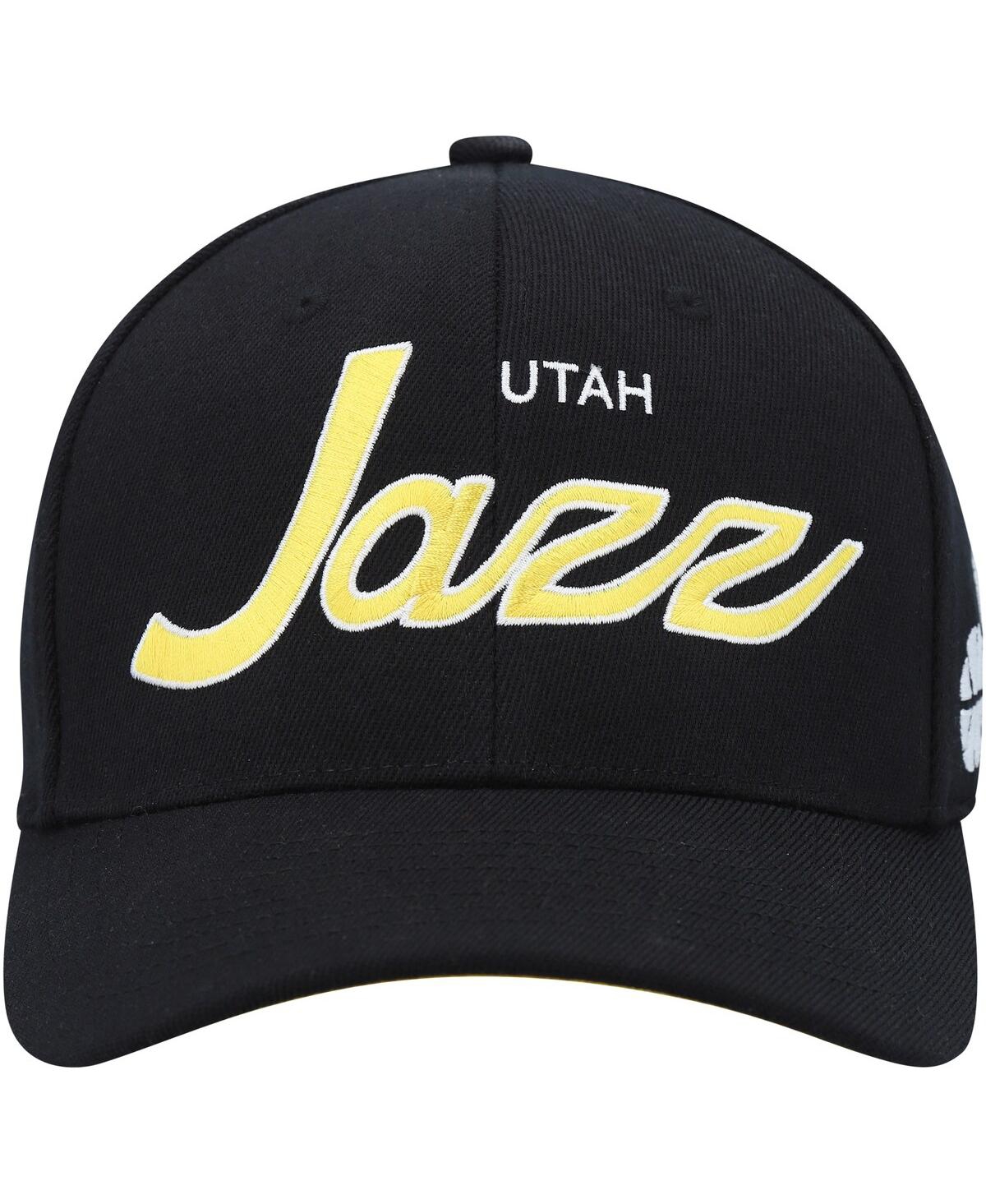 Mitchell & Ness Men's  Black Utah Jazz Mvp Team Script 2.0 Stretch Snapback Hat In Black