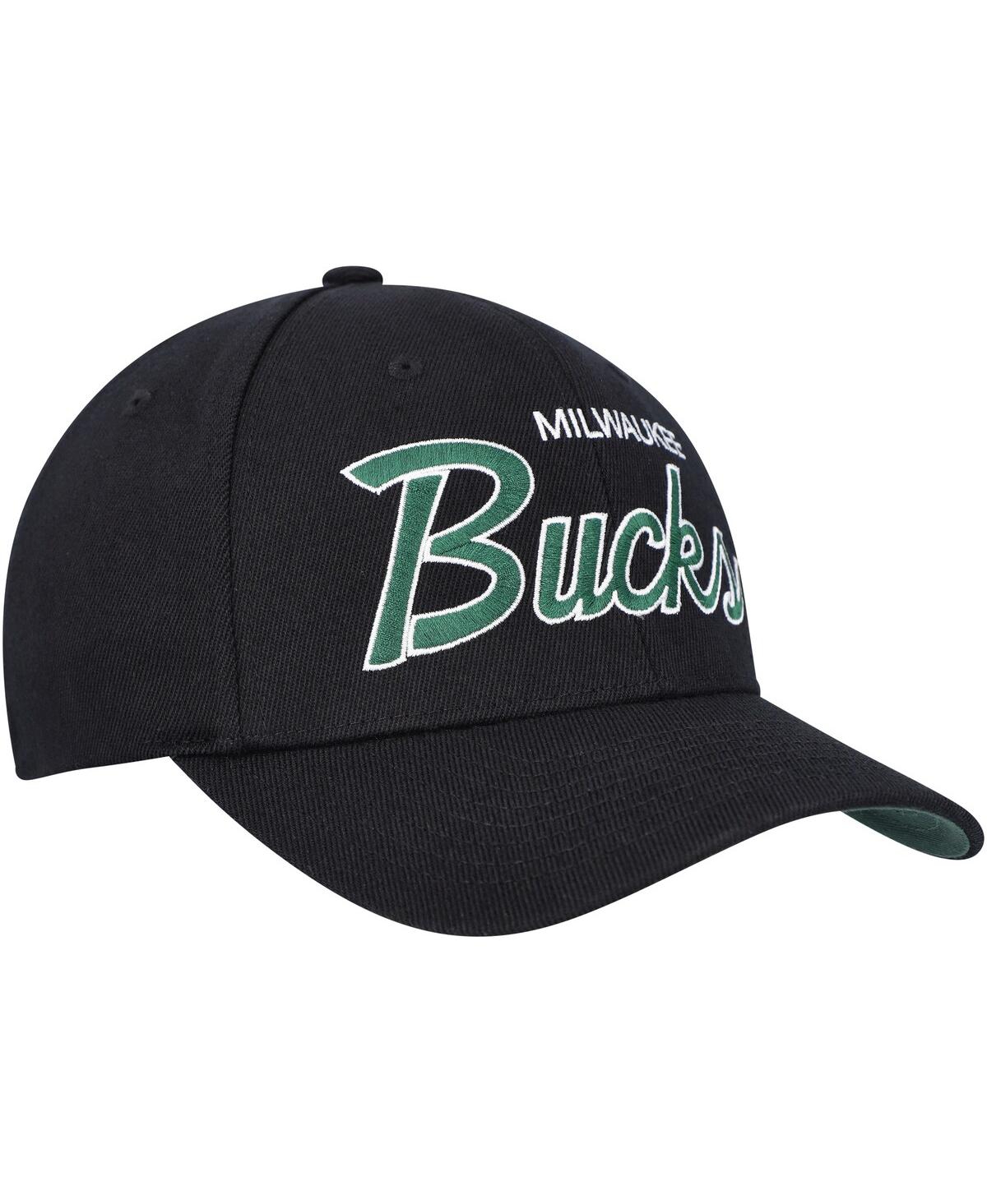Men's Mitchell & NessMilwaukee Bucks Mvp Team Script 2.0 Stretch Snapback Hat - Black