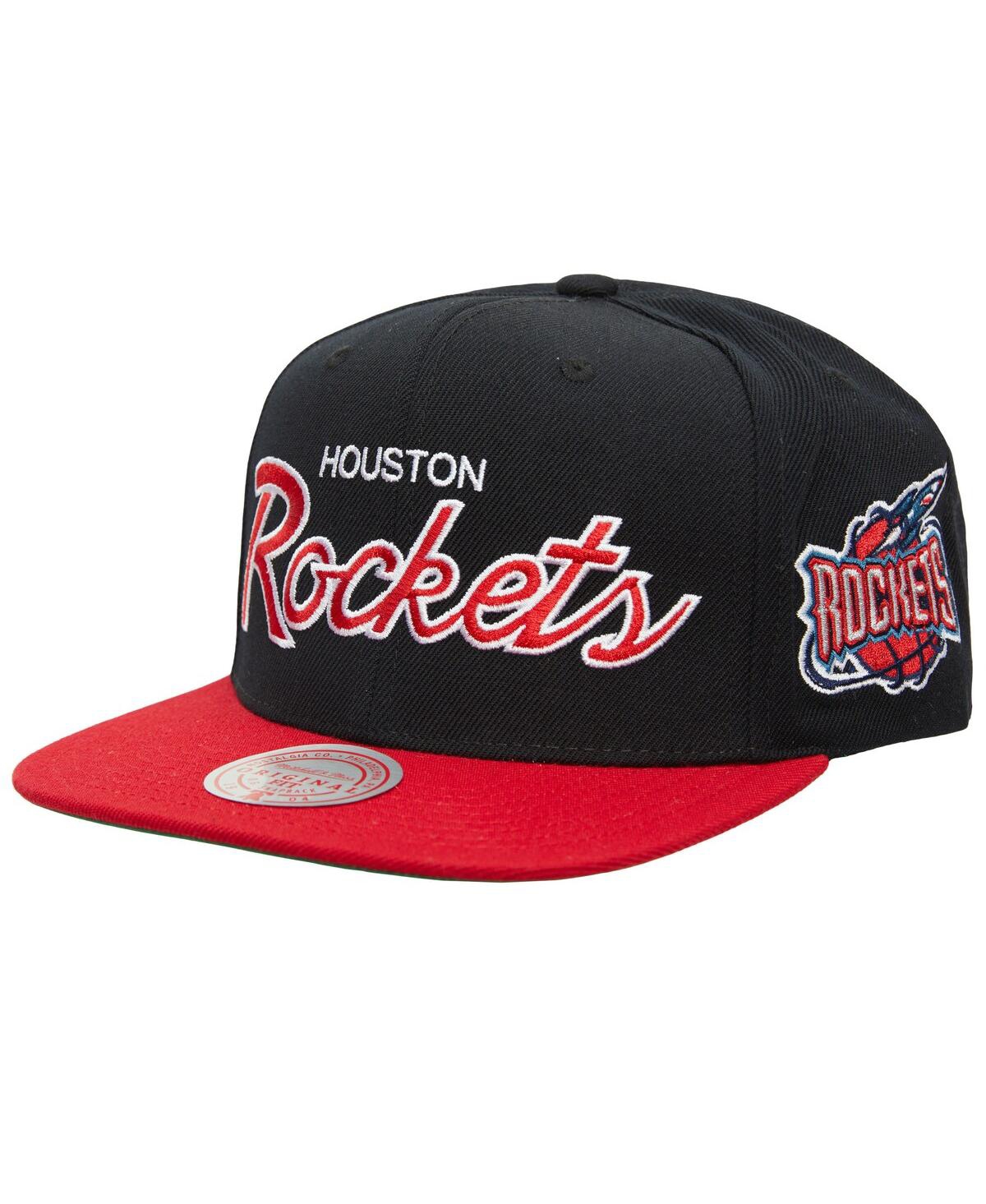 Mitchell & Ness Men's  Black Houston Rockets Hardwood Classics Mvp Team Script 2.0 Snapback Hat