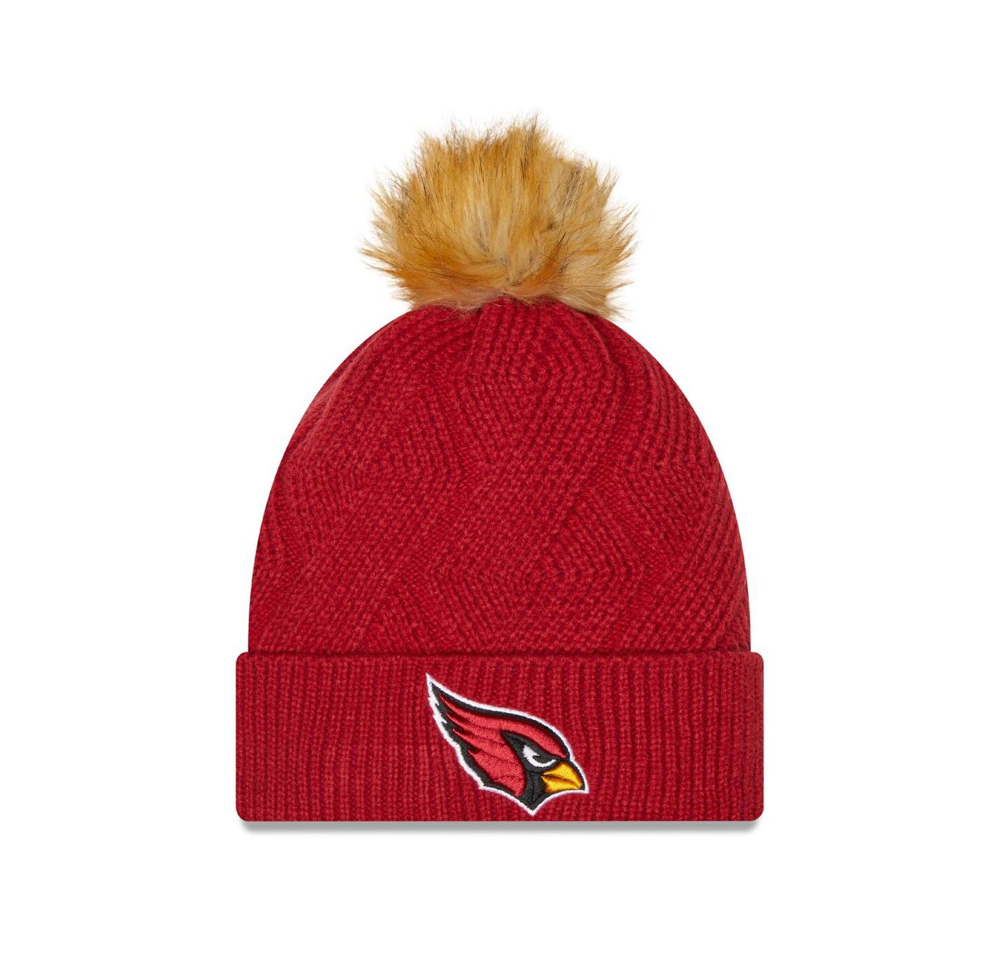 Женская шапка New Era Cardinal Arizona Cardinals Snowy Cuffed Knit Hat with Pom — фото 1